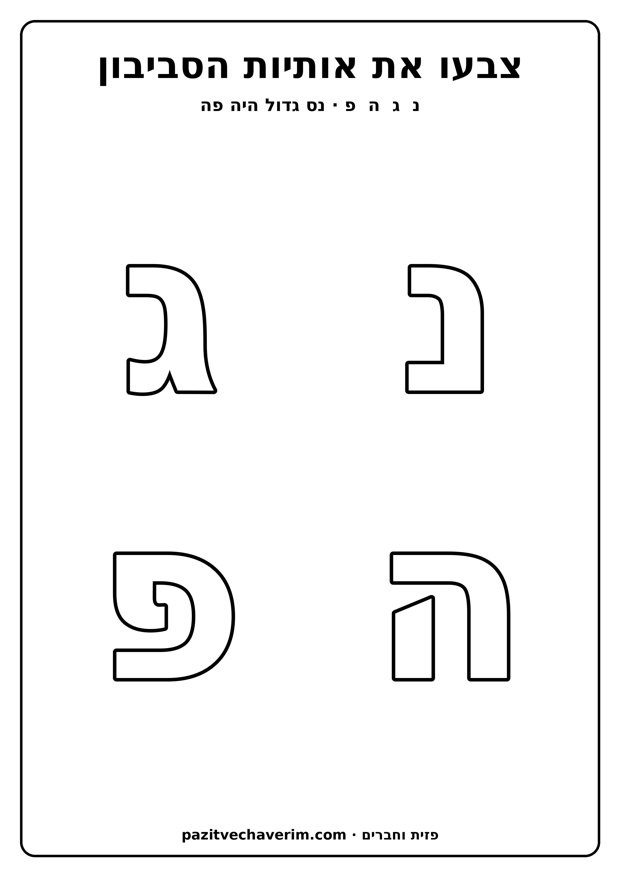 אותיות הסביבון: נ ג ה פ - דף להדפסה לחנוכה